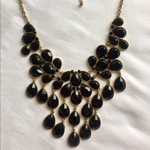 Black Jewel Bib Statement Necklace